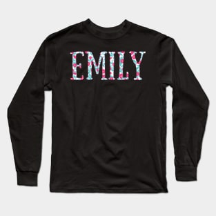 "Emily" Pink and Green Floral - Customizable Long Sleeve T-Shirt
